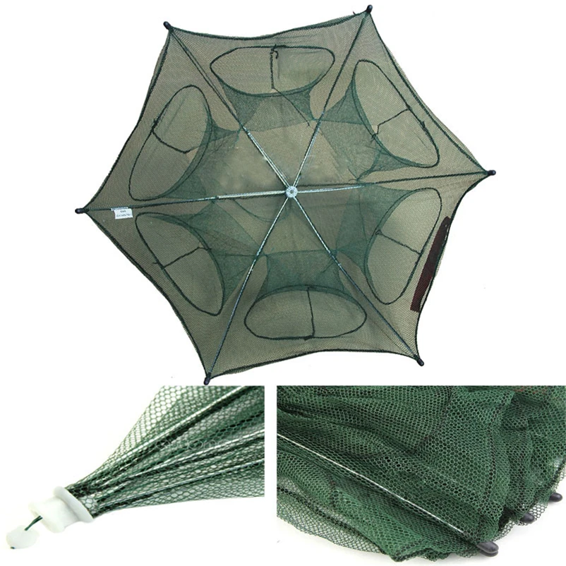 Folded Portable Hexagon 6 Hole Automatic Trap Fishing Net Fish Shrimp Minnow Crab Baits Cast Mesh Trap #4MY10 (1)