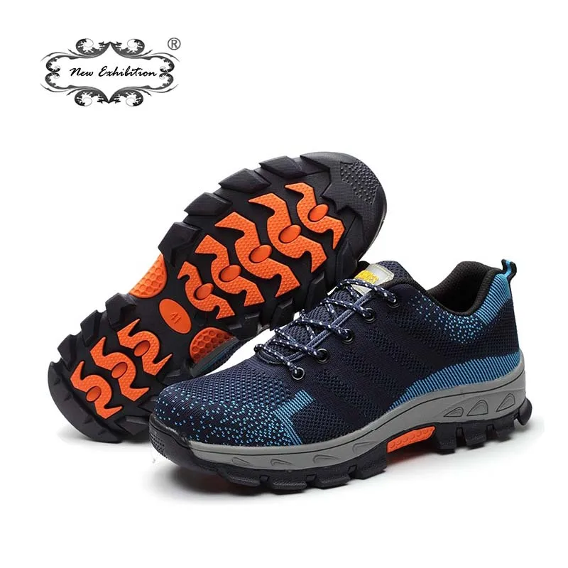 

New Exhibition men Anti-piercing Safety Steel Toe Work Shoes Durable Breathable Steel Toe Protective Footwear Casual sneaker N-E
