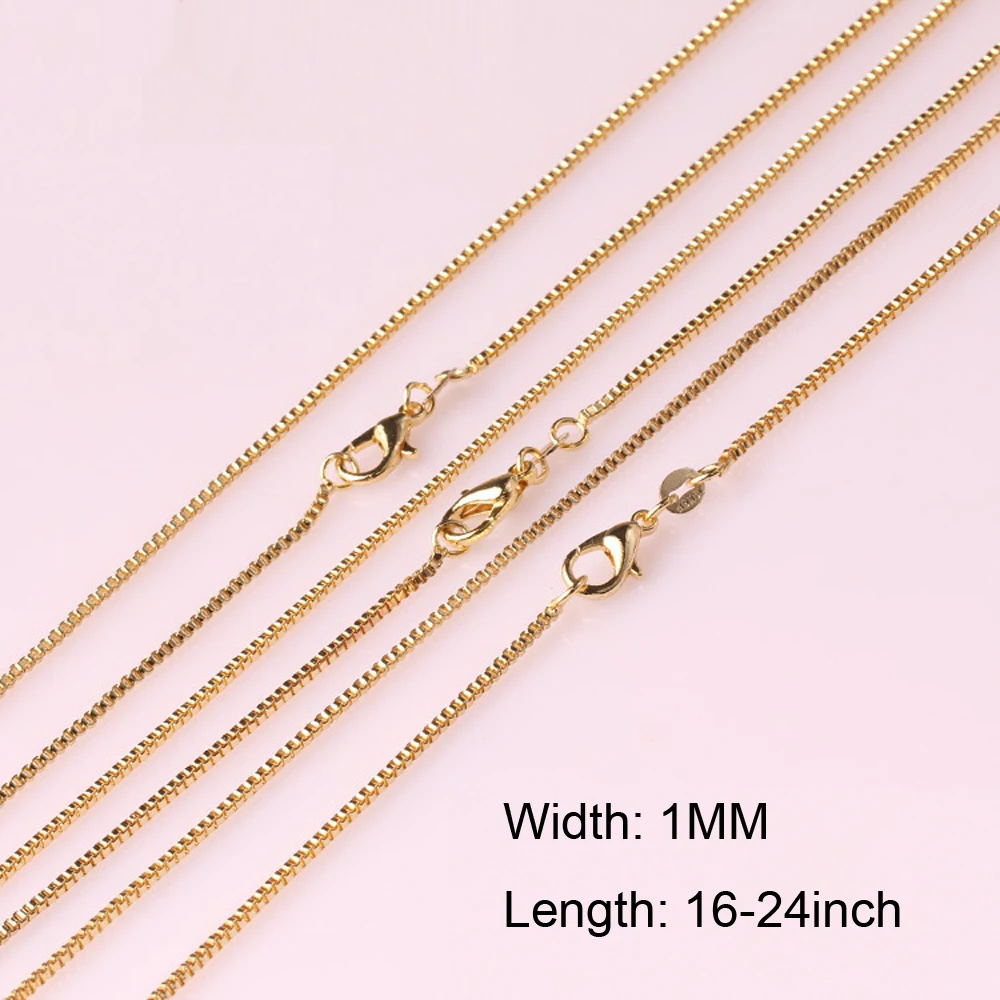 

5pcs Box Chain Gold Color Chains Silver Color Necklace Chains Custom Jewelry for Kids Children Boy Girls Womens Mens 1mm
