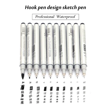

10 Tip Sizes Micron Neelde Drawing Pen Waterproof Pigment Fine Line Sketch Markers Pen For Writing Hand-Paint anime Art Supplies