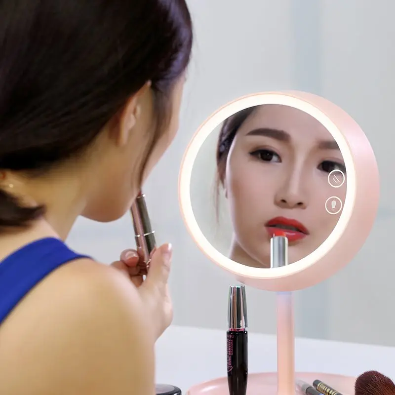 Desktop Sensor LED Lighted Makeup Mirror Magnification Mirror Rotatable Desk Stand USB Battery LED Night Lamp 1 night stand