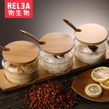 Новая мода стеклянная бутылка для специй набор bamboo кухонные принадлежности коробка для приправ и специй бутылки горячая распродажа