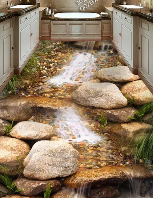 Floor Tiles Custom Creative River Rock Stream Non Slip Floor Tiles Custom Creative River Rock Stream Non Slip Waterproof Self Adhesive Vinyl Flooring