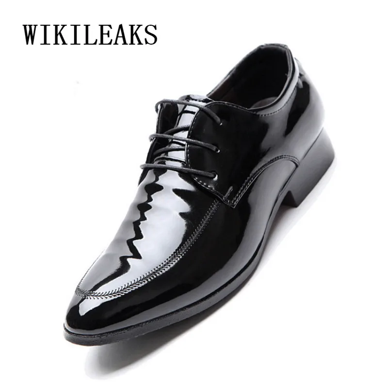 

formal oxford shoes for mens pointed toe dress shoes patent leather wedding shoes mens office footwear tenis-masculino-adulto