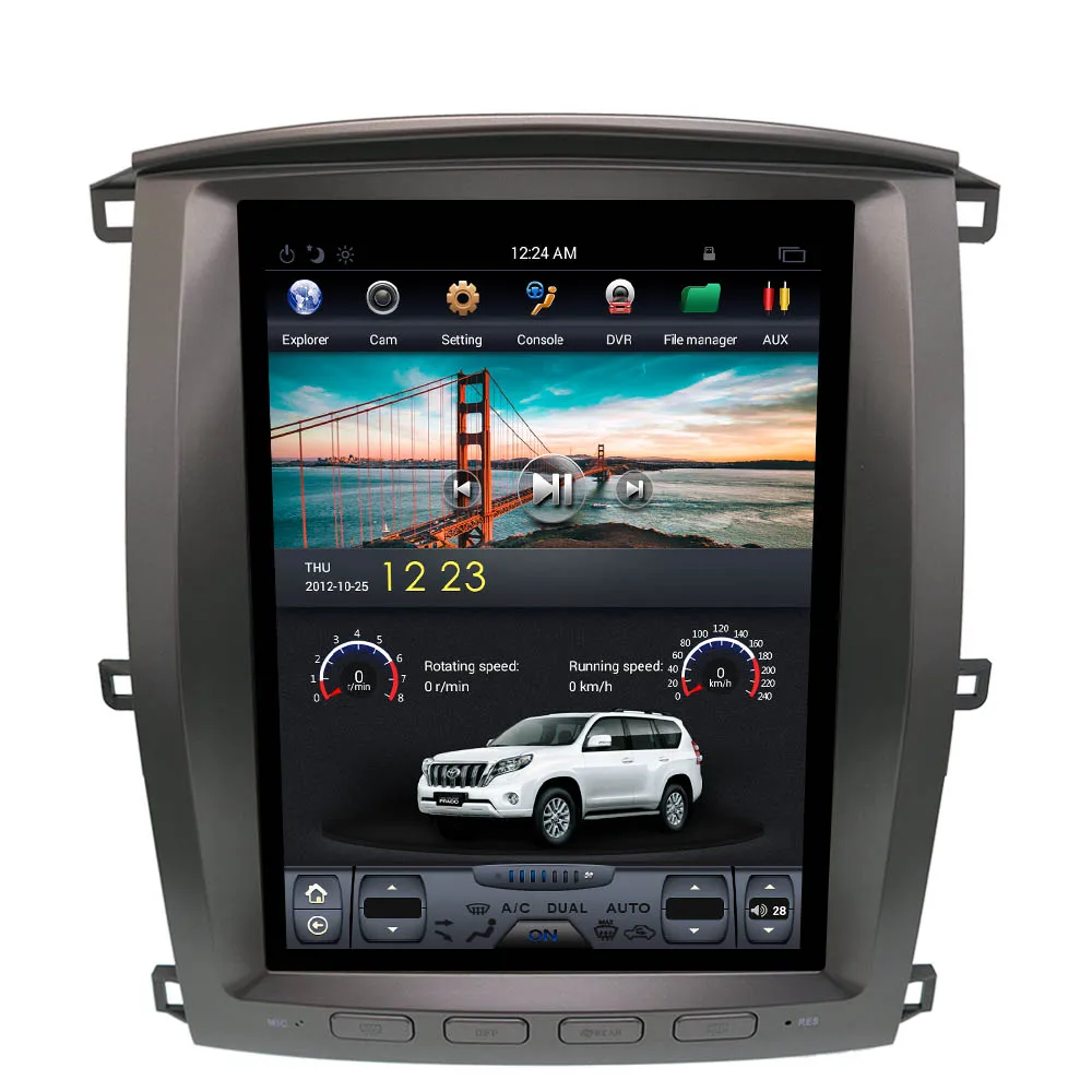 Discount Tesla style 4K Screen Multimedia Car No DVD Player GPS Navigation For TOYOTA LAND CRUISER LC100 2003-2007 headunit radio tape 2