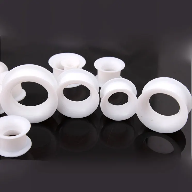 White Gel Ear Plugs Flesh tunnels,Earring Hollow Expander Ear Gauges
