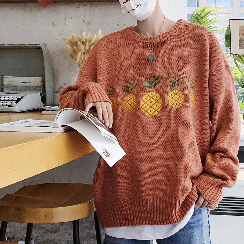 

2018 autumn and winter youth new male printing loose collar embroidery long-sleeve Korean version of the trend joker sweater