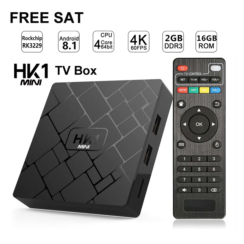 

Free Sat HK1 Mini Android 8.1 Smart TV BOX Rockchip RK3229 Quad Core 2G RAM 16G ROM IPTV Sep Top Box Media Player PK X96 MINI