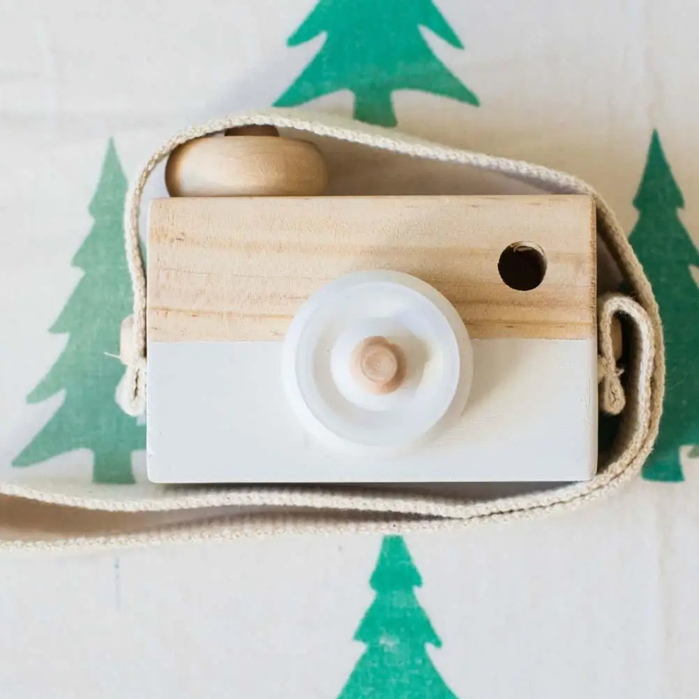 Детская деревянная детская игрушка камера минималистическая имитационная камера Рождественский подарок белая деревянная имитационная камера подвесная игрушка