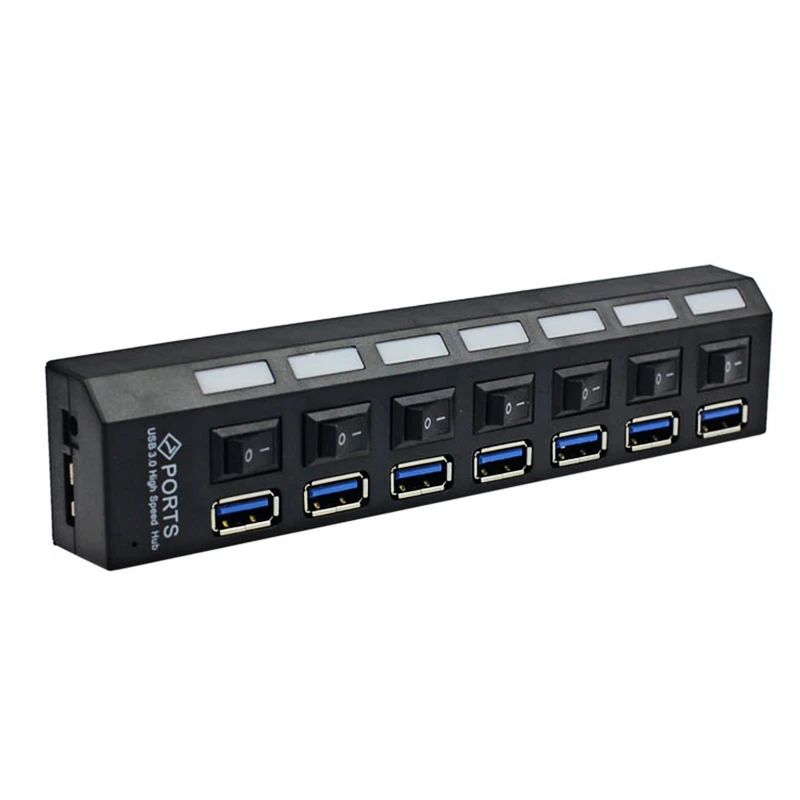 Multi 7-Ports USB HUB 3.0 Super Speed 5Gbps Mini USB 3.0 HUB USB Splitter With On/Off Switch PC Computer Peripherals Accessories