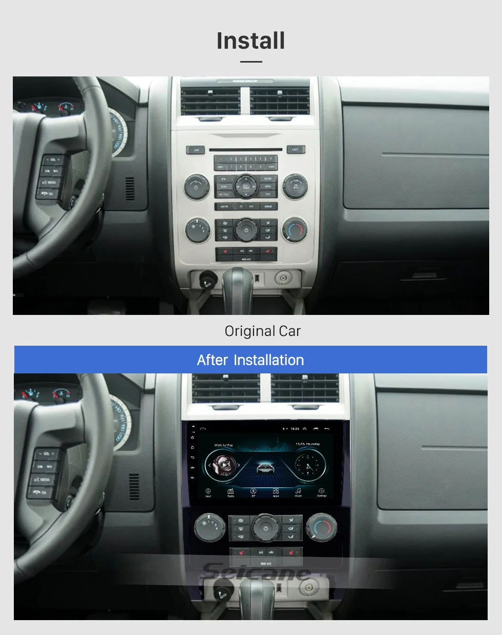 Perfect Seicane 9" HD Car GPS Navi Android 8.1 Autoradio for Ford Escape 2007-2012 Unit Player support Carplay SWC 3G TPMS OBD2 DAB+ DVR 1
