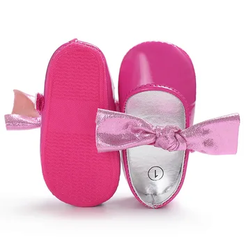 

New big bow style PU Leather Princess girls shoes Nonslip newborn baby shoes fashion soft sole first walker toddler moccasins