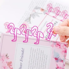 12pcs/lot Pink Flamingo Bookmark Planner Paper Clip Metal Material Bookmarks For Book Stationery School Office Supplies