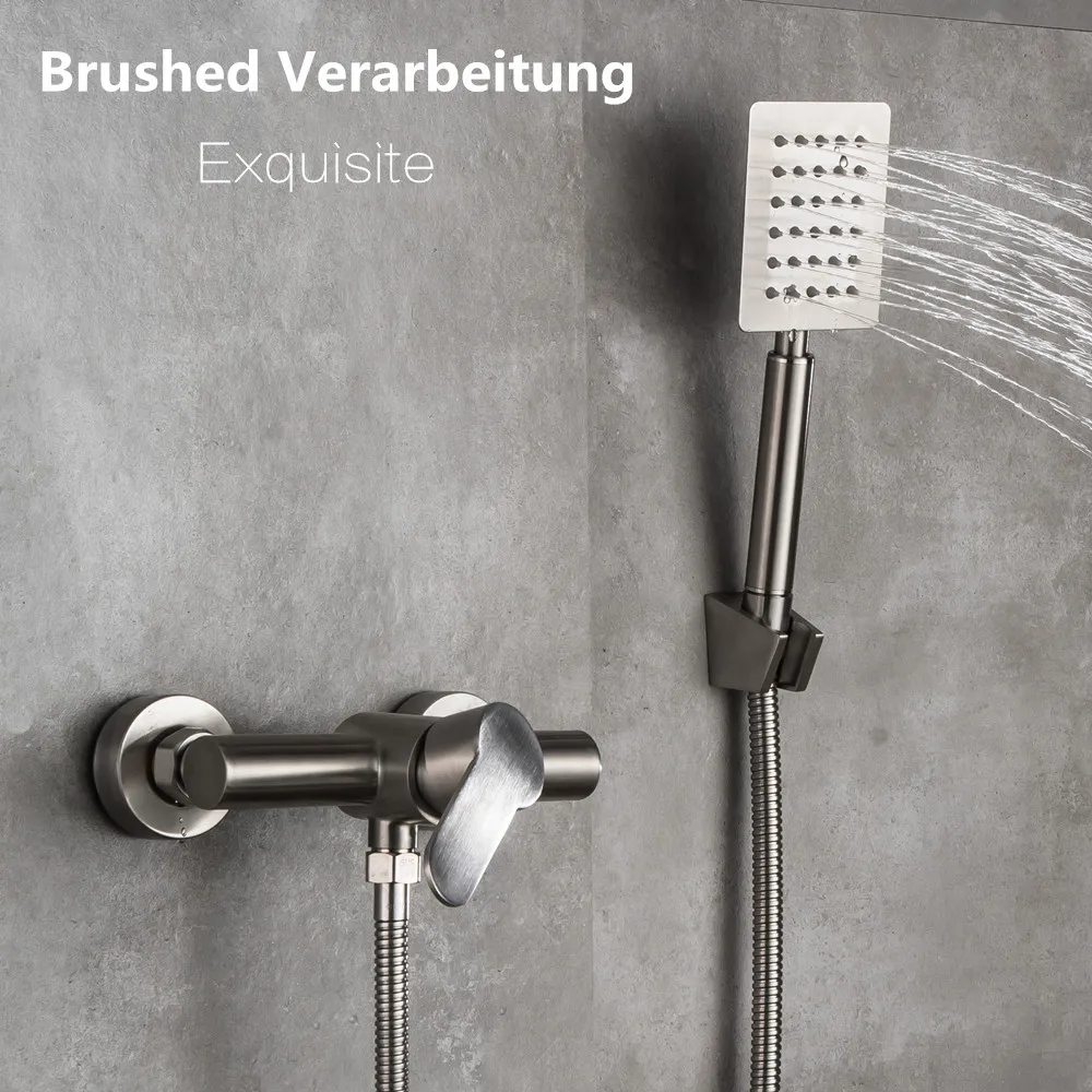 Quality Stainless Steel Bath Shower Faucets set Bathroom Mixer Shower Bathtub Taps Rainfall Shower wall Torneira Tap Shower Mci2