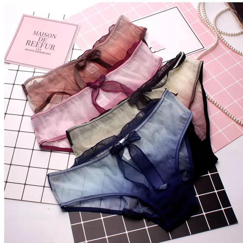 SP&CITY Fashion Gradient Sexy Panties Women Bow Sweet Transparent Panties Soft Breathable Cute Underwear Ladies Cotton Briefs SP&CITY Fashion Gradient Sexy Panties Women Bow Sweet Transparent Panties Soft Breathable Cute Underwear Ladies Cotton Briefs