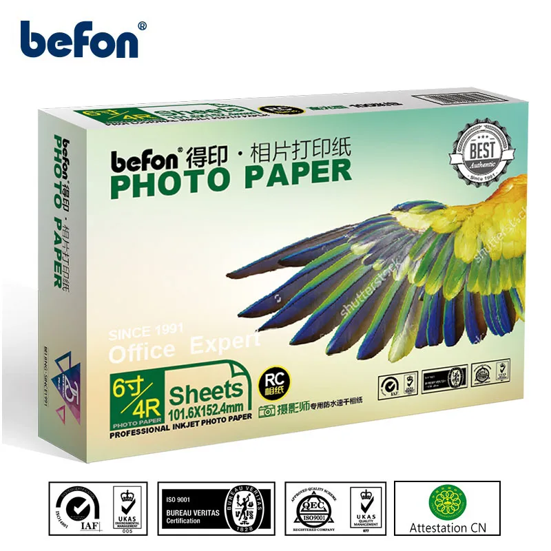 Befon 4X6 4R 6 дюймовая глянцевая фотобумага 50 листов 240gms струйный принтер Фотопечать