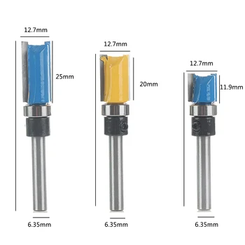 

3pcs/set 1/4 Inch Shank Bearing Flush Trim Pattern Router Bit Set Milling Cutter Trimming Woodworking Milling Cutter