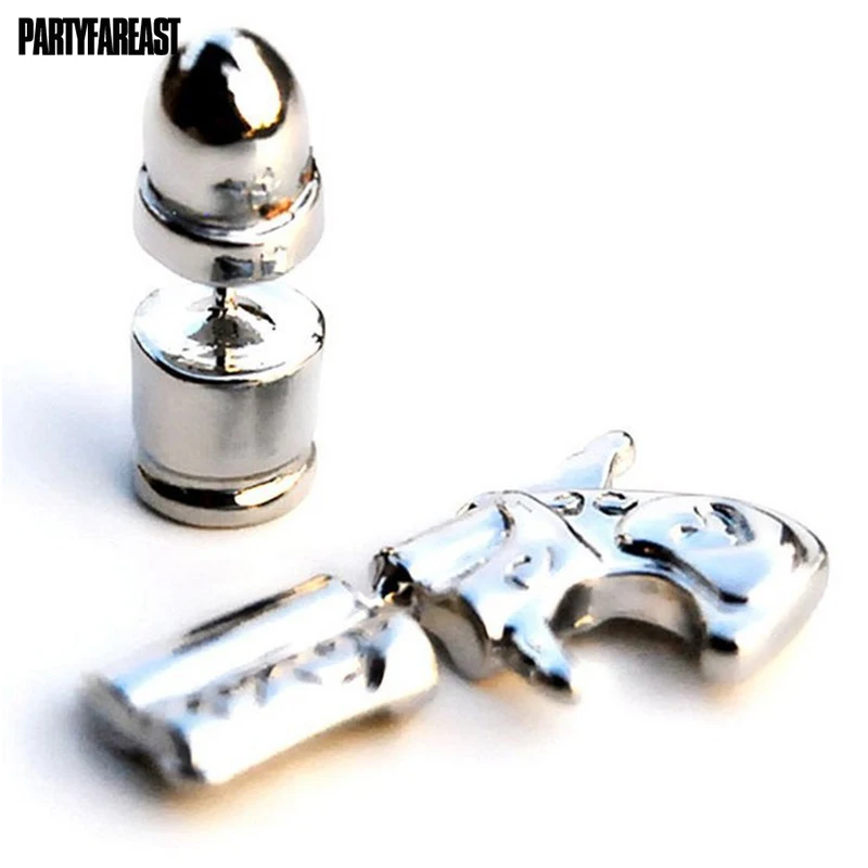 Buy 1 Pair Bullet&Gun Shape Stud Earrings Silver Gold