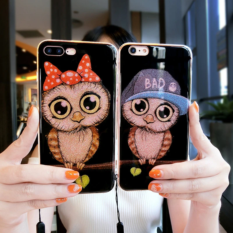 

For iPhone X 8 7 6 Plus Case Luxury Soft TPU Silicone Owl Pattern Shockproof Case For iPhone 8 Plus 7 Plus Protective Cover Case