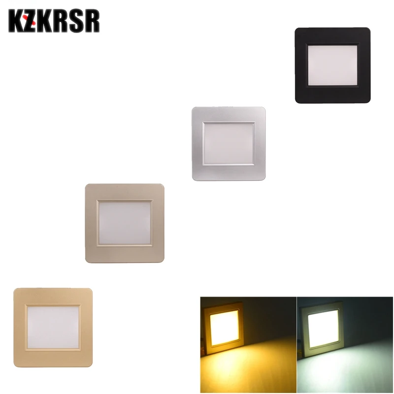 

10pcs/lot Radar Sensor LED Stair Light 100V-240V Recessed Step ladder Lamps With Light Human body Sensor Footlight Wall Lamp