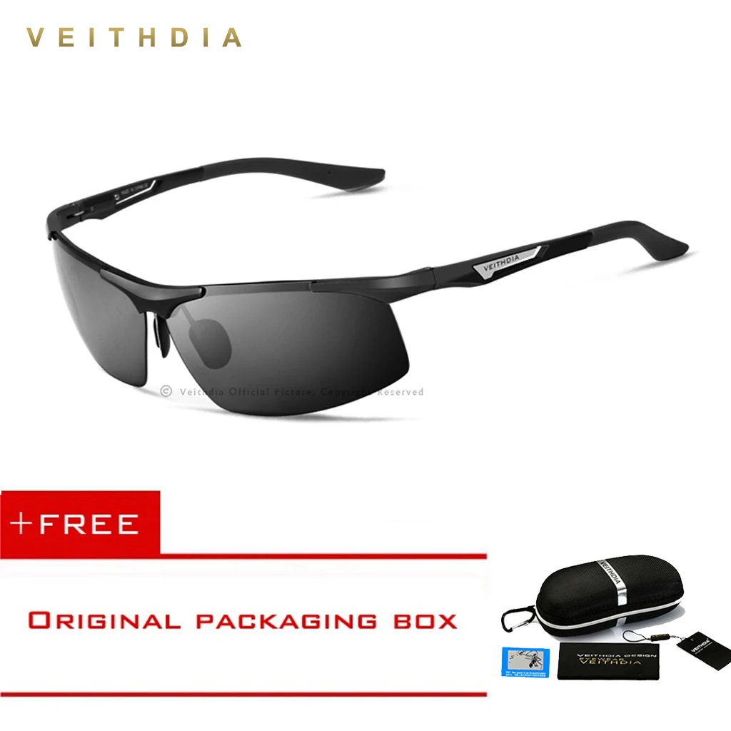 

Veithdia Semi-rimless Sunglasses Polarized Aluminum Magnesium Men Coating Mirror Driving Sun Glasses Eyewear Accessories shades