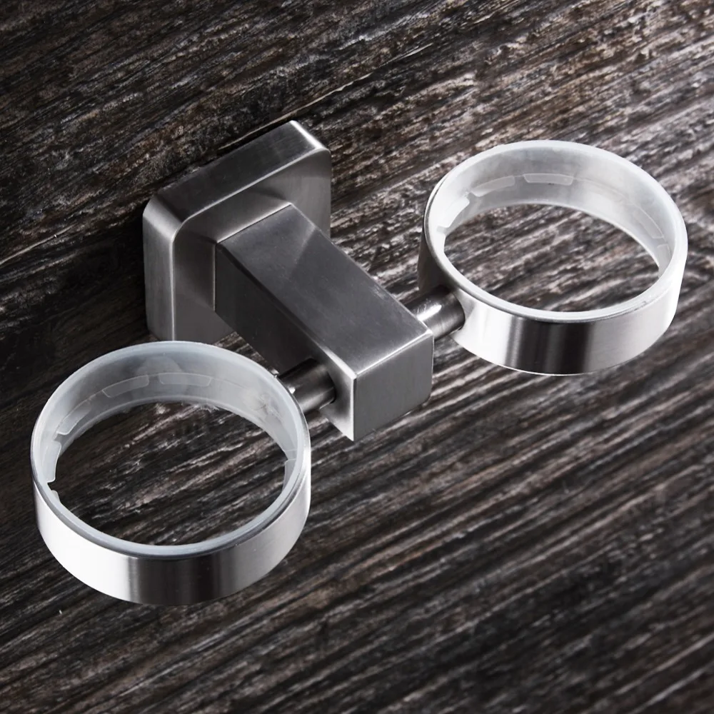 WEYUU Toothbrush Toothpaste Cup Holders SUS304 Stainless Steel Glass Tumbler Wall Mounted Bathroom Accessories Wire drawing