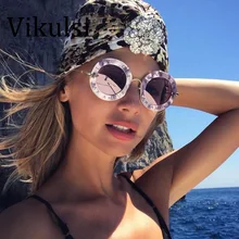 Новая мода ретро круглые солнцезащитные очки с буквами прозрачная оправа тонированные линзы солнцезащитные очки трендовые Круглые Солнцезащитные очки женские UV400