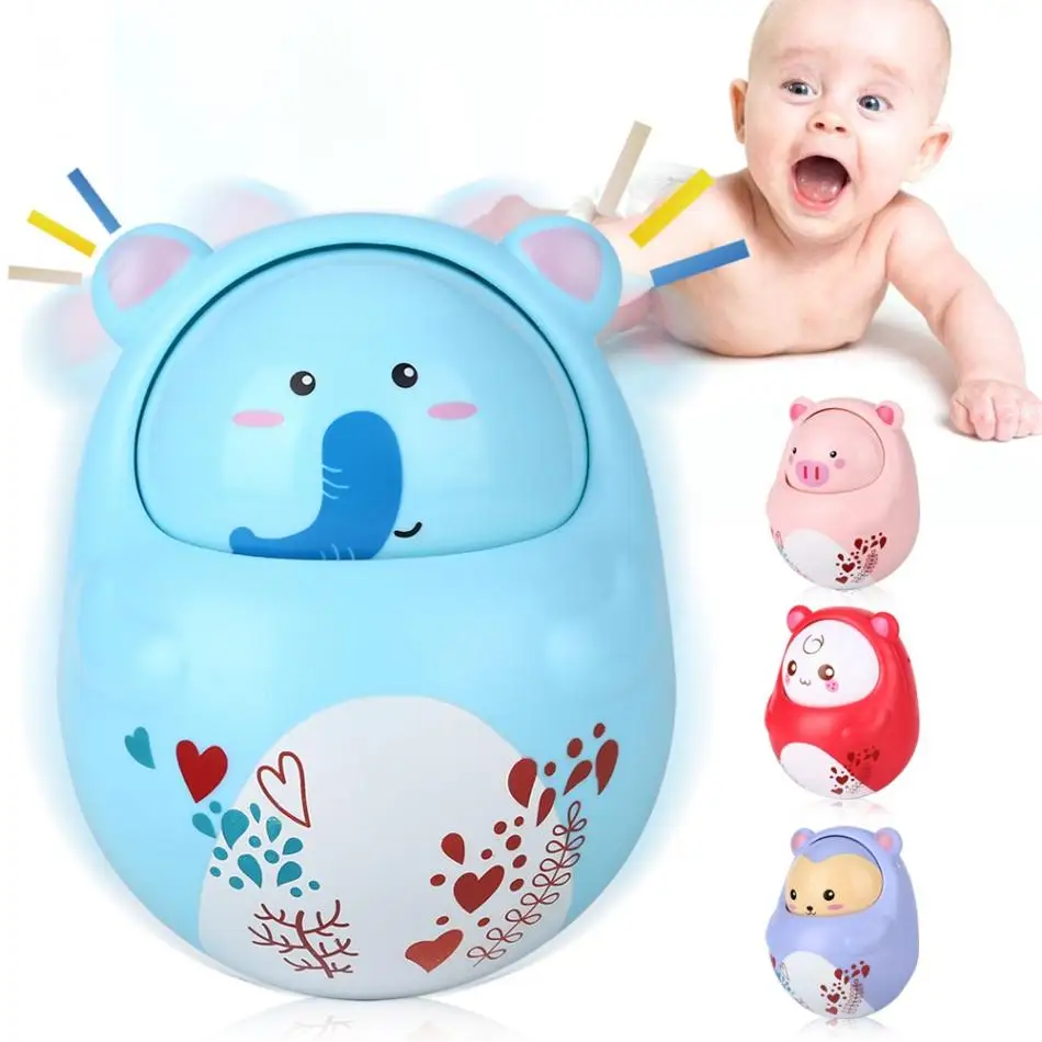 

Educational Baby Tumbler Toy Infant Kids Adorable Cartoon Animal Model Swing Rattle with Music Baby Sleeping Bed Bell for 0-36M