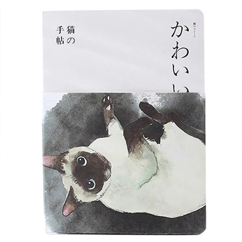 

New Blank Vintage Sketchbook Diary Drawing Painting Cute Siames Cat Notebook paper Sketch Book Office School Supplies Gift