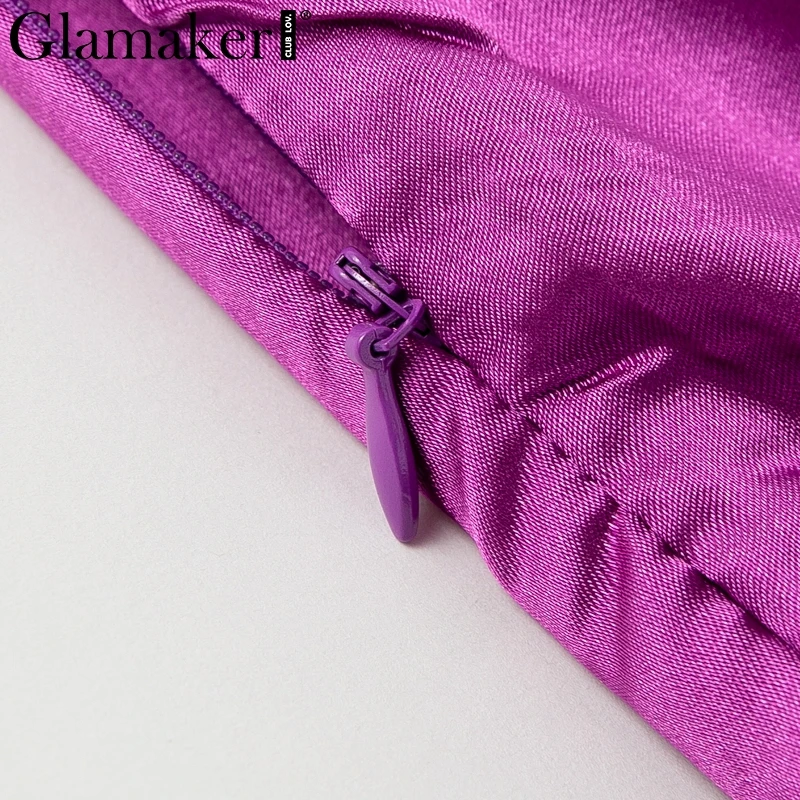 Женское длинное платье Glamaker сатиновое с высоким разрезом на лето для вечеринок
