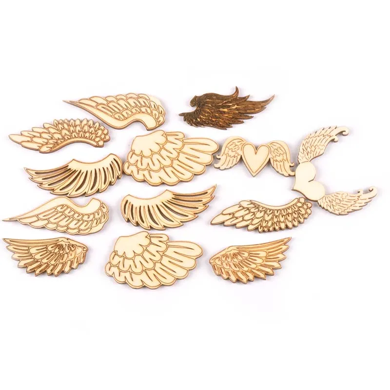 44-55mm 10Pcs Wings Of An Angel Pattern Wood Crafts DIY For Handmade Scrapbook Home Decor Wooden Ornaments Embellishment M2143 | Дом и сад