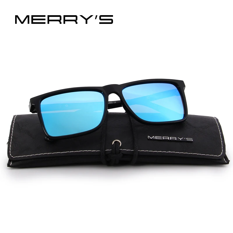 MERRYS Дизайнерские Мужские поляризационные, прямоугольной формы солнцезащитные очки УФ-защита S8296 - Цвет линз: C02 Blue