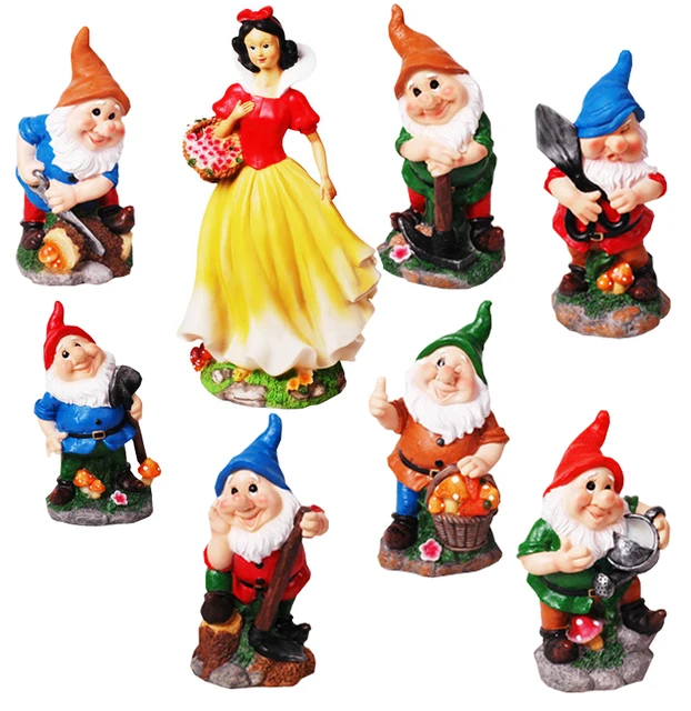 42 cm poly résine jardin gnome sept nains et blanche neige action