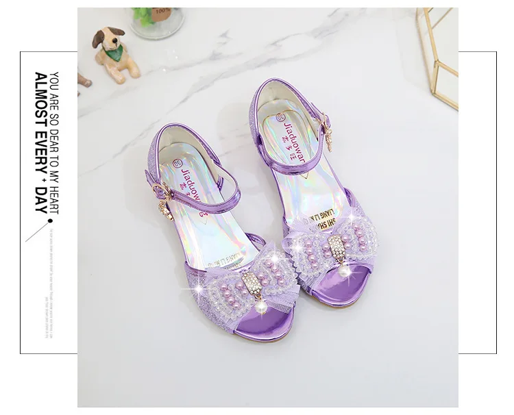 Princess Style Party Shoes Children Sandals Girls Glitter Wedding Crystal High Heel Shoes Open Toe Kids Sandals for Girl CSH819