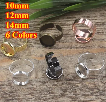 

100pc Cabochon 10/12/14mm Pad ring blank with Cameo Tray,Antique Bronze/Gold/Silver Ring setting,Handmade Zakka jewelry Finding