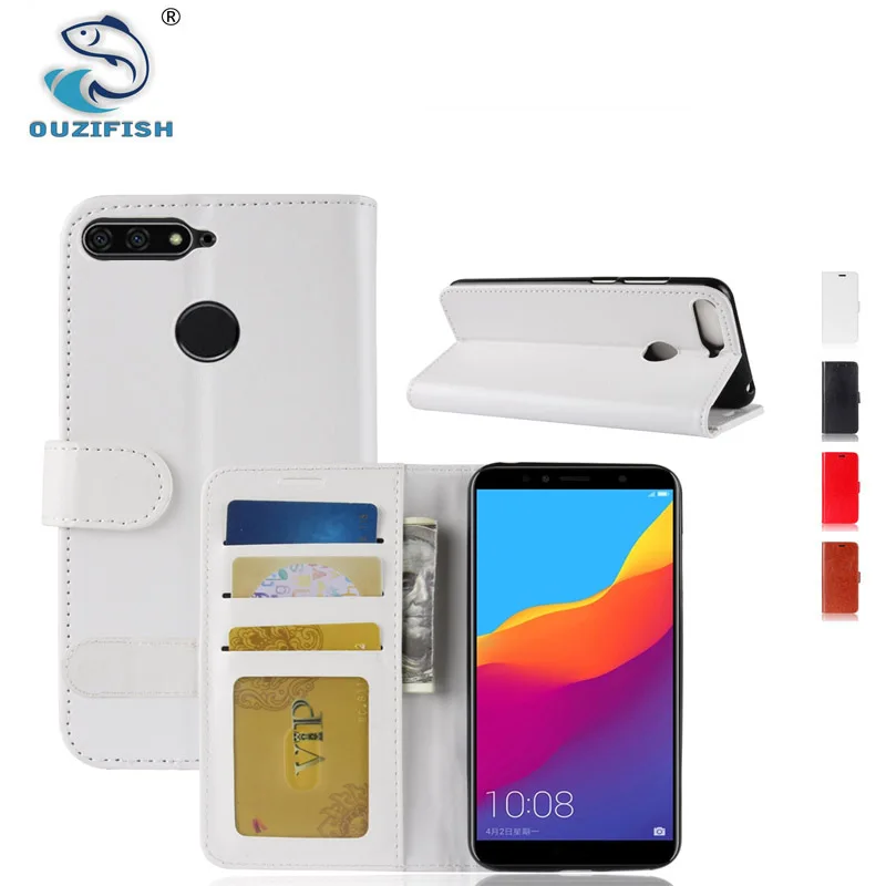OUZifish For Huawei Honor 7A High version Case Wallet Style PU Leather Phone Cover Enjoy 8E With stand | Мобильные телефоны и