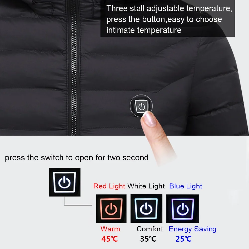 Мужская зимняя с подогревом USB капюшоном Рабочая куртка пальто для будущих мам Регулируемый контроль температуры защитная одежда