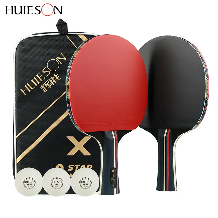 

7-layer Pure Wood Table Tennis Racket Set Double Face Pimples-in Racket Rubber With 3 Training Ball