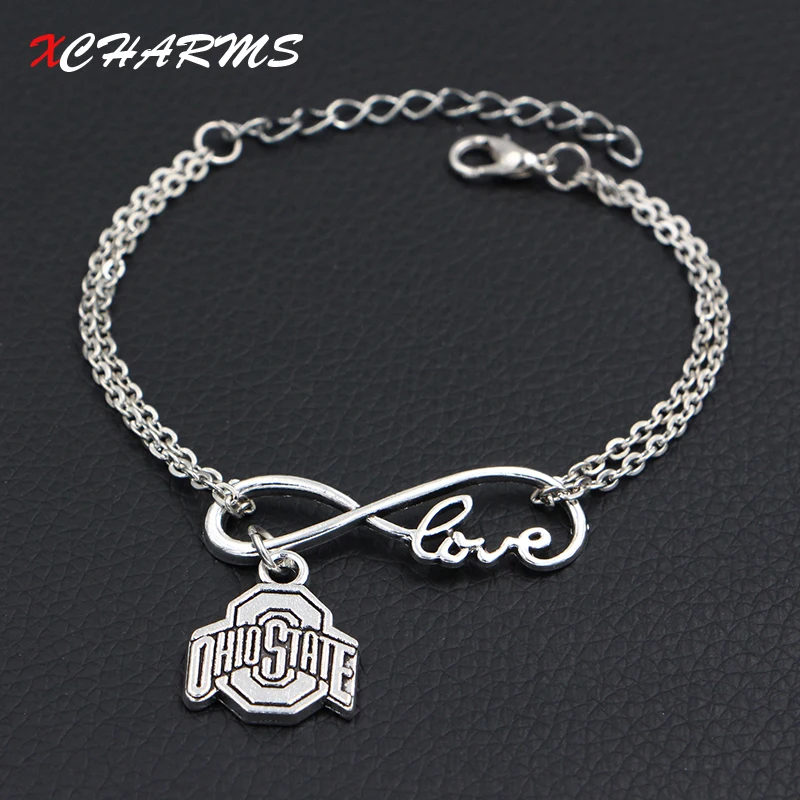 Personalized The Ohio State Charms Bracelets Antique Silver Diy Personalized The Ohio State Charms Bracelets Antique Silver Diy Handmade Double Infinity Love Bracelet Women Fashion Jewelry In Charm From