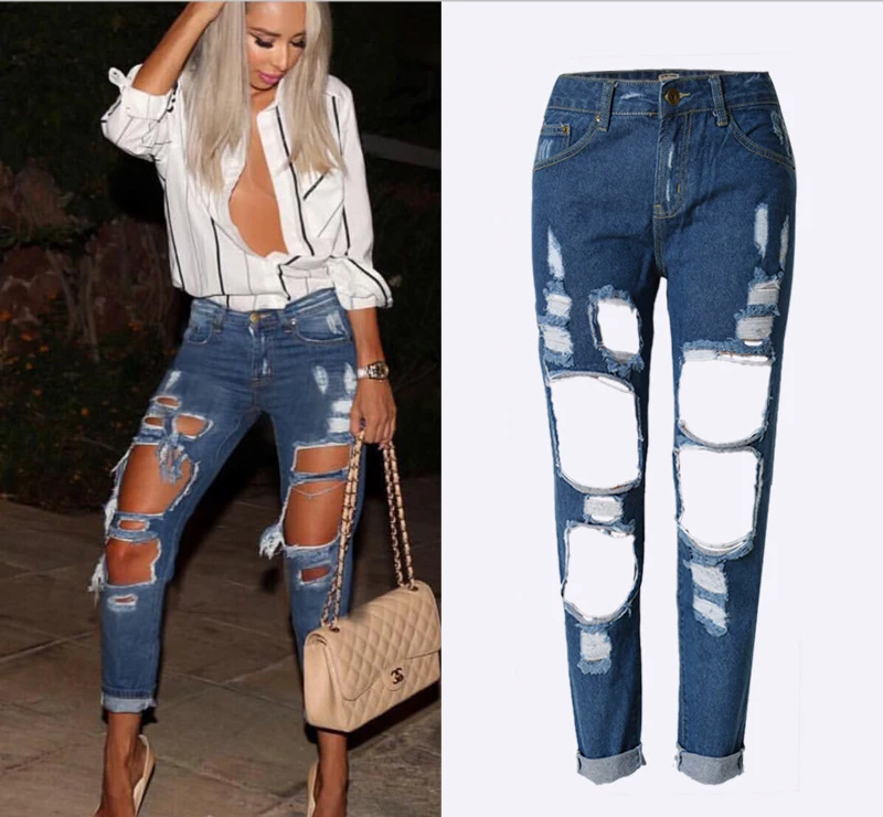 2017, quick sell through, ebay, hot, burst, Russian women, holes, cowboy, loose, straight nine pants, selling, supply (19)