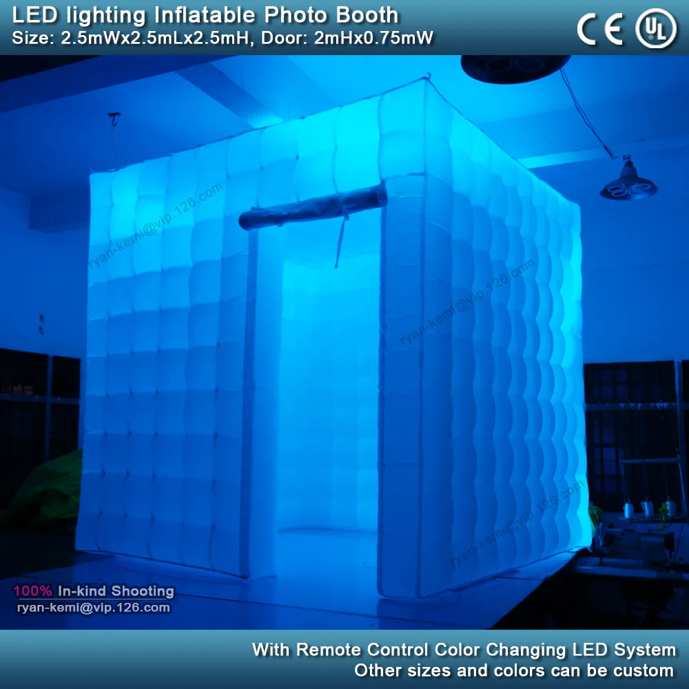 2.5m 8.2ft inflatable photo booth LED lighting portable inflatable photo tent enclosure cube tent with blower