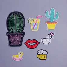 Кактус Губы Вышитые железные на патчи для одежды DIY полосы наклейки для одежды Индивидуальные нашивки патч глаз пиво