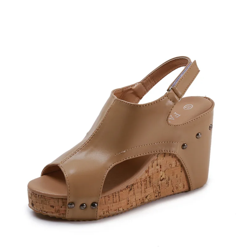

Microfiber 9cm Platform Woman Sandals Casual Daily Wedge Sandals