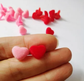 40pcs/lot 12mm heart shape clean flocking toy nose safety animal doll nose + soft washer for diy doll findings--pink /red option 1