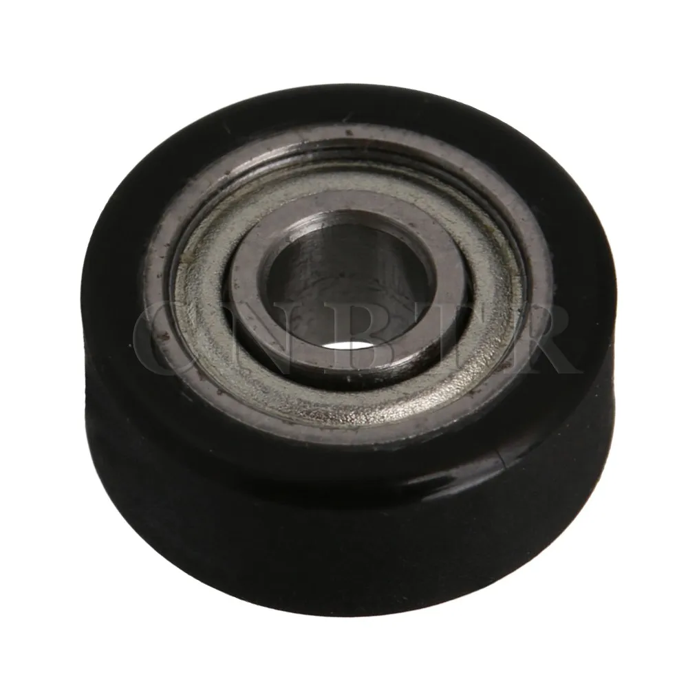 

CNBTR 3x10x4mm Black Plastic PU Roller Bearing Mini Wheel Coated Silent Pulley Flat Pulley for Counter Drawer