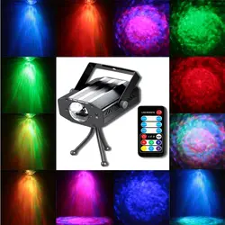 7 цветов этап лазерный свет диско лампы воды океана проектор волн ночник RGB светодио дный звуковая активация для вечерние DJ Club Бар лампа