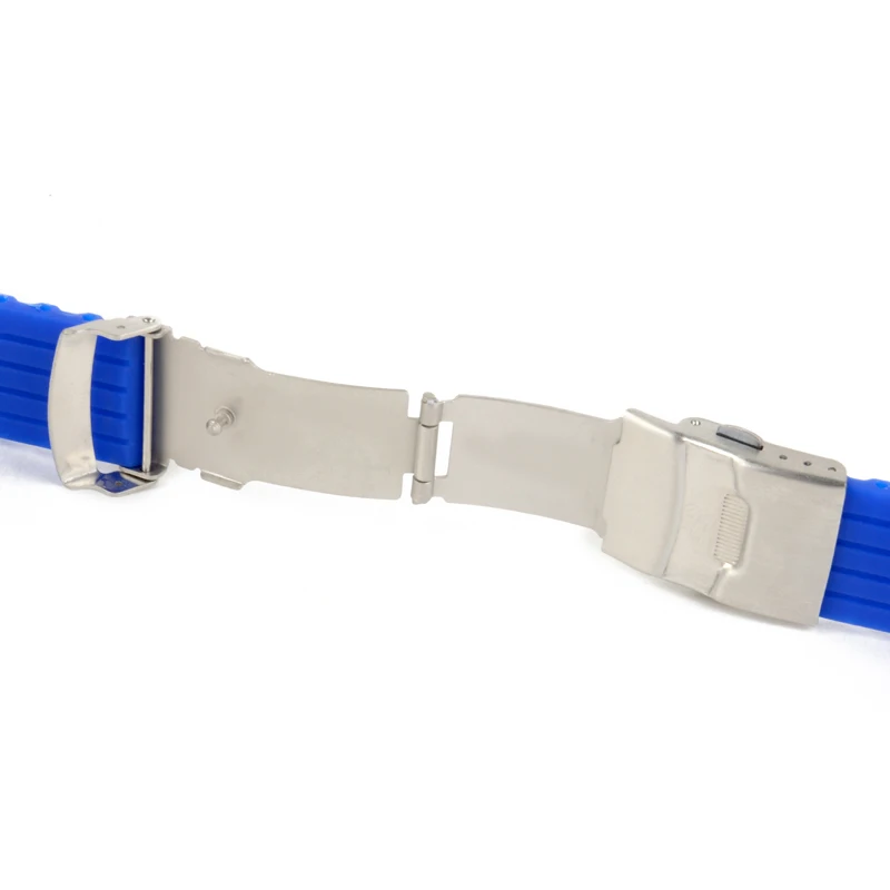 20mm 22mm reloj hombre Silicone Rubber Watch Strap Deployment Buckle Waterproof Band Sport Wrist Sweatband Watch Straps Band