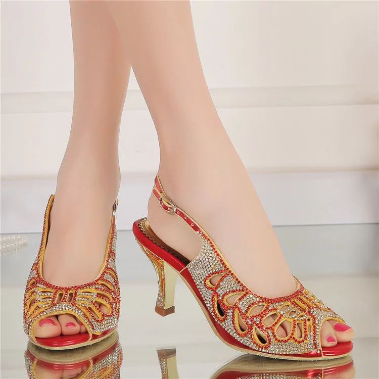 G-sparrow 2018 New Summer Diamond Roman Peep Toe Crystal Stiletto High Heel Shoes Women Rhinestone Wedges Sandals19