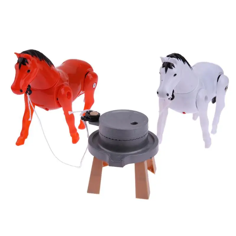 Plastic Electric Horse Rotating Toy Around Stone Mill Horse Toy Educational Kids Electronic Pet