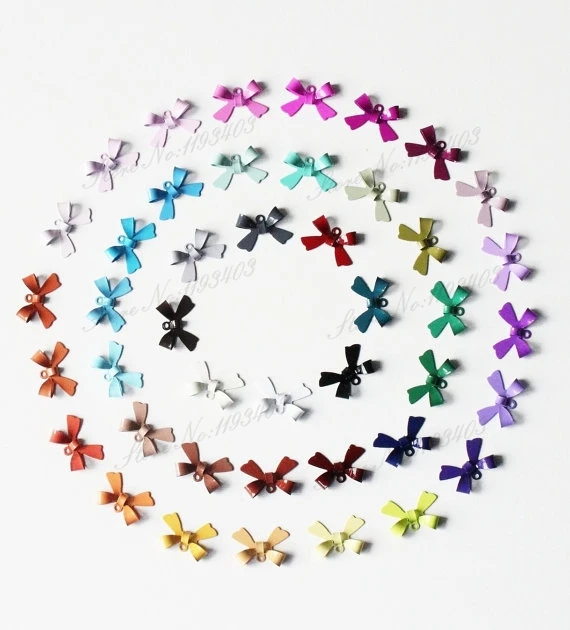 

Min.mix order($9.9) 86PCS Mix RAINBOW bowknot Colored Enameled Bow Charm Pendant Connector 11mm x 16mm (FILIG-E-4-MIXSS)
